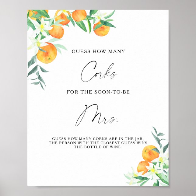 Gren Orangar - gissa hur många Kork Poster (Framsidan)