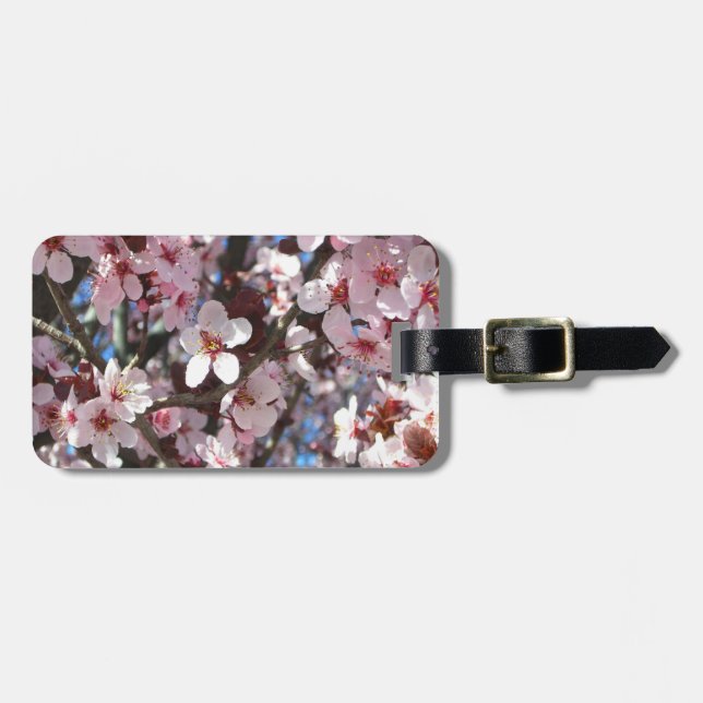 Gren vid Rosa Blommar Vår Blommigten Bagagebricka (Horisontell Framsida)