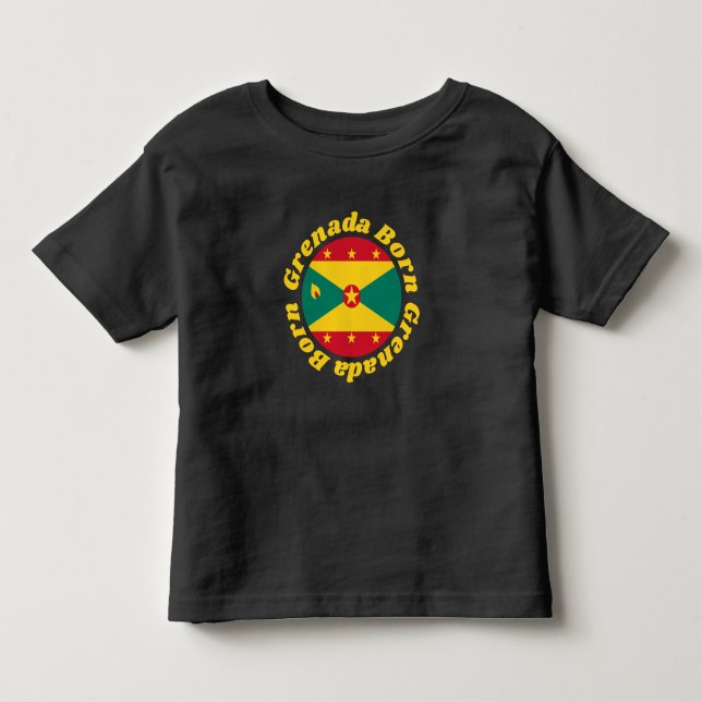 Grenada Born | Grenadian Flagga Gult Typography T Shirt (Framsida)