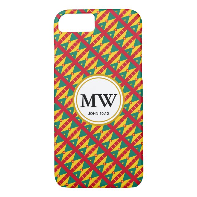 GRENADA CARRIACOU Abundant Life Monogram Christian Case-Mate iPhone Skal (Baksida)