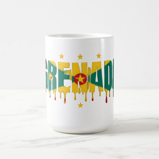 Grenada Drip Text | Karibisk flaggdesign | Fan  Kaffemugg (Center)