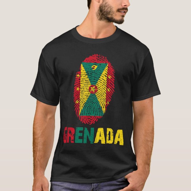 Grenada Finger Skriv ut Flagga I Kärlek Grenada Tr T Shirt (Framsida)