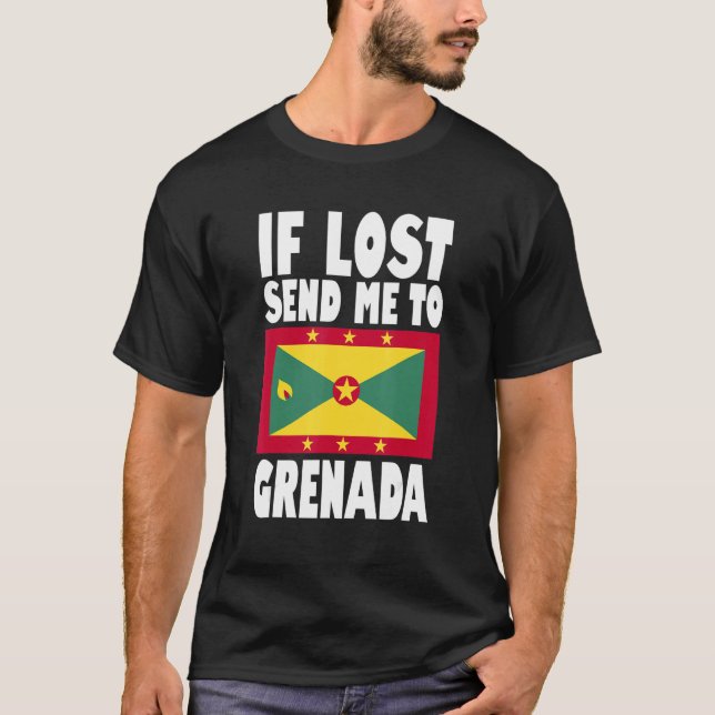 Grenada Flag Design  If lost send me to Grenada T Shirt (Framsida)