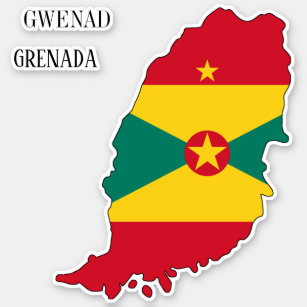 Grenada Flag Karte Klistermärken