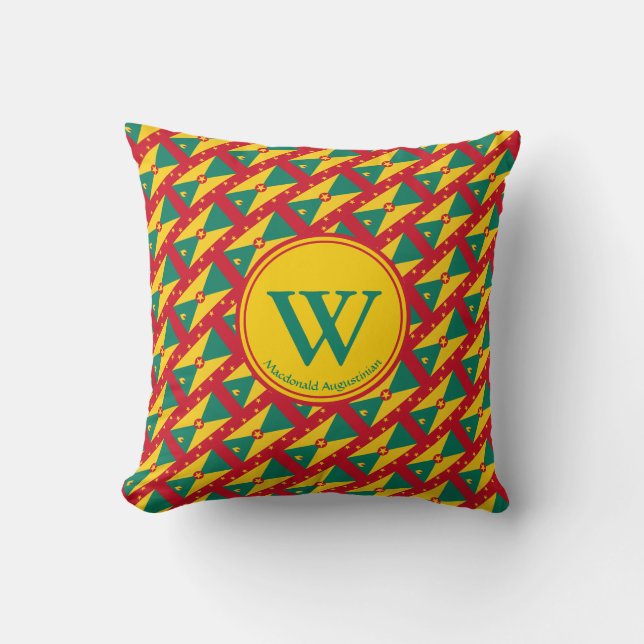 GRENADA Flagga Anpassningsbar Monogram Patriotic Kudde (Framsida)