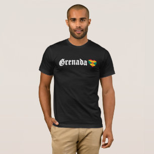 Grenada Flagga Blackletter Grenadian Caribbean Fet T Shirt