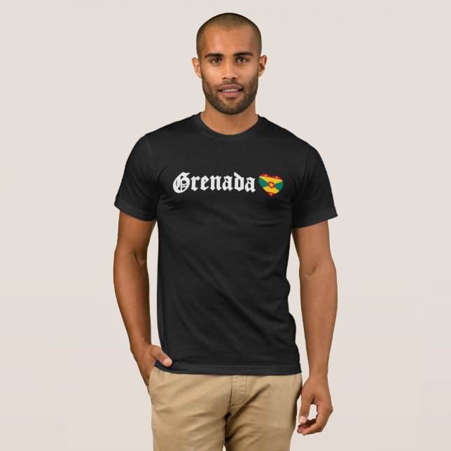 Grenada Flagga Blackletter Grenadian Caribbean Fet T Shirt (Hel framsida)
