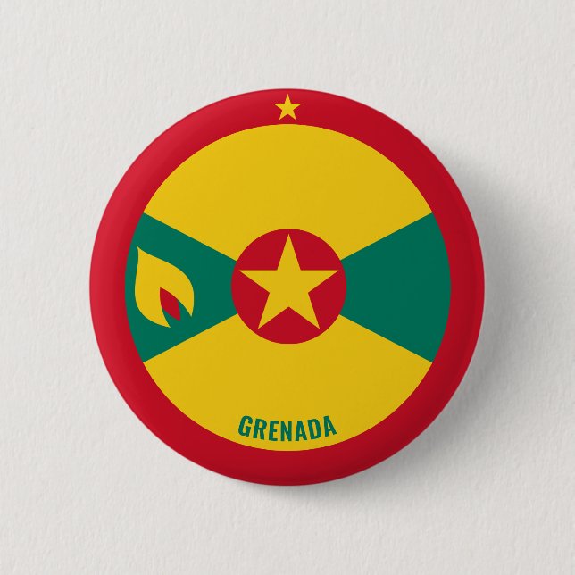 Grenada Flagga Charming Patriotic Button Knapp (Framsida)