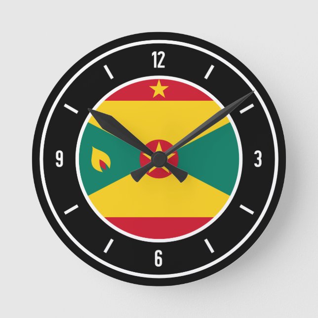 Grenada Flagga Elegant Rund Klocka (Framsida)