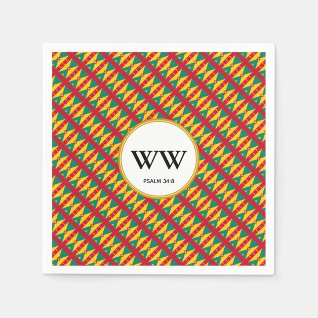 GRENADA FLAGGA Födelsedagsfirande Kulturfest Firan Pappersservett (Framsidan)