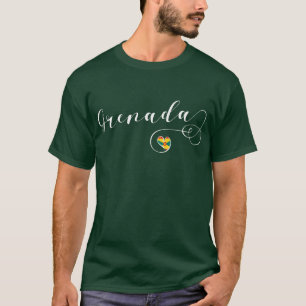 Grenada Flagga Heart, Grenadian T Shirt