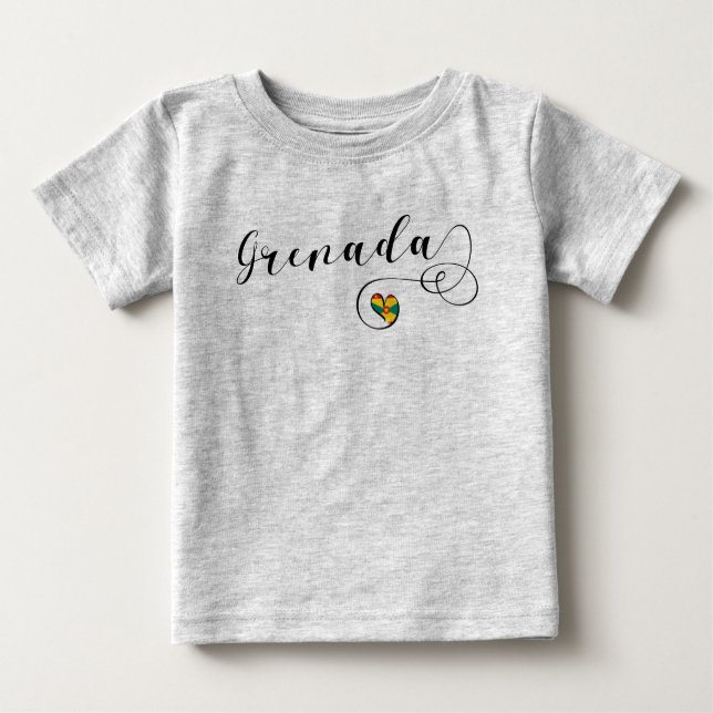 Grenada Flagga Heart, Grenadian T Shirt (Framsida)
