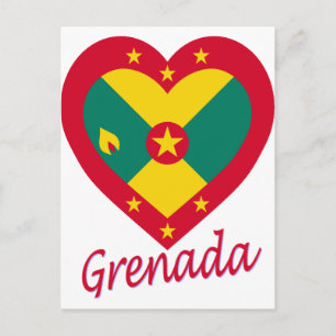 Grenada Flagga Heart Vykort