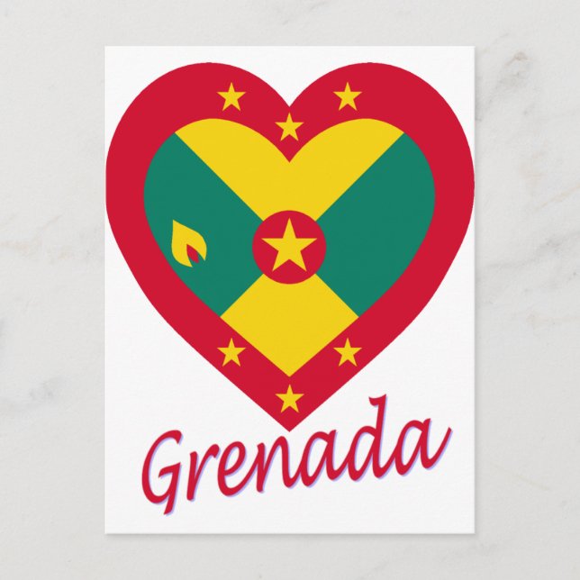 Grenada Flagga Heart Vykort (Framsida)