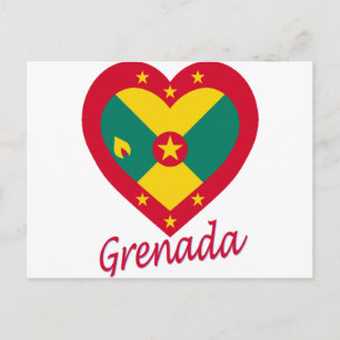 Grenada Flagga Heart Vykort