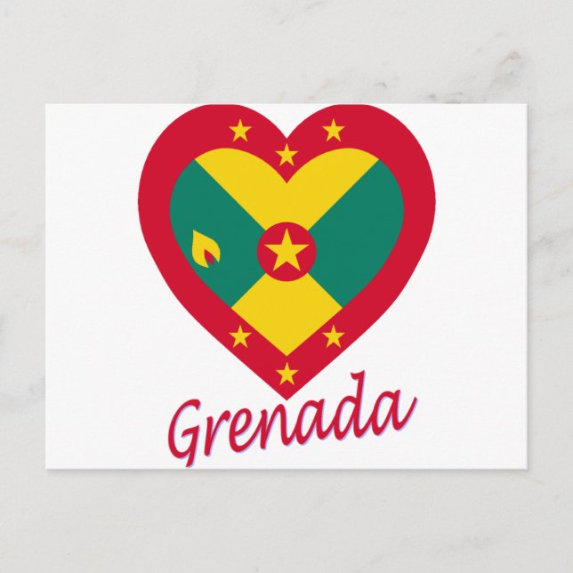 Grenada Flagga Heart Vykort (Framsida)