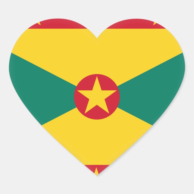 Grenada Flagga Hjärtformat Klistermärke (Framsida)