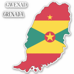 Grenada Flagga Karta Klistermärken