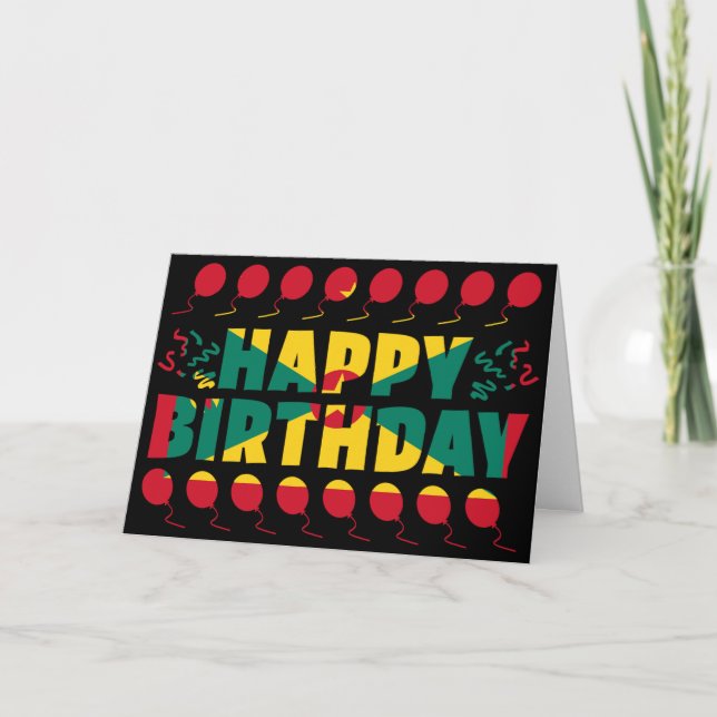 Grenada Flagga Patriotic Birthday Kort (Framsida)