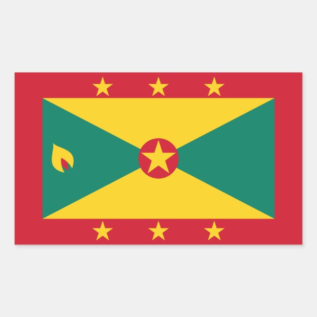Grenada Flagga Rektangulärt Klistermärke (Framsida)