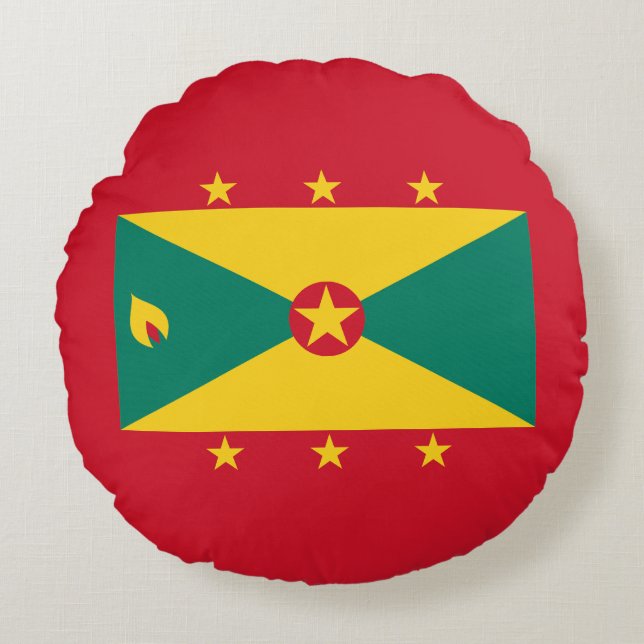 Grenada Flagga Rund Kudde (Framsidan)