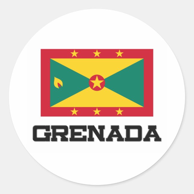 Grenada Flagga Runt Klistermärke (Framsida)