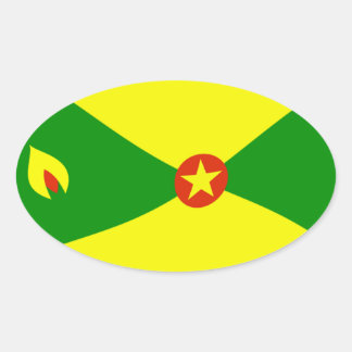 Grenada Flagga Sticker Ovalt Klistermärke