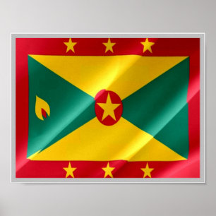 Grenada - Flagga Wave - Poster