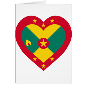 Grenada flaggahjärta hälsningskort