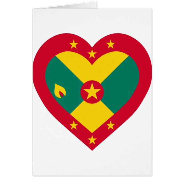 Grenada flaggahjärta hälsningskort (Framsidan)