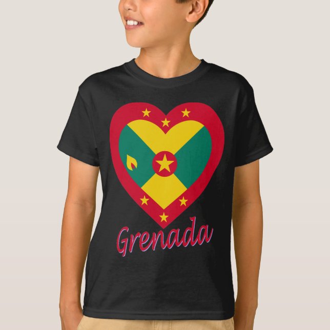 Grenada flaggahjärta tee shirt (Framsida)