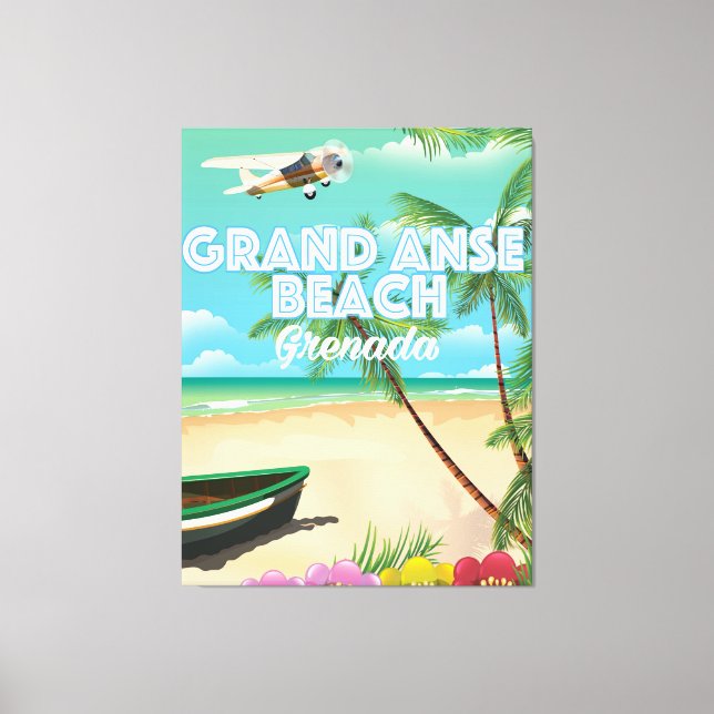 Grenada Grand Anse Beach Resemålningaffisch Canvastryck (Framsida)