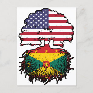 Grenada Grenadian American Träd Roots Flagga Vykort