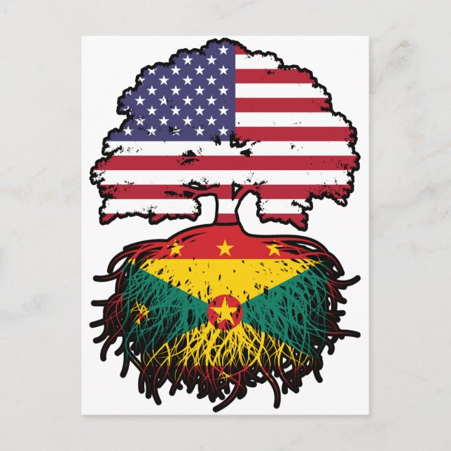 Grenada Grenadian American Träd Roots Flagga Vykort (Framsida)