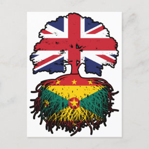 Grenada Grenadian British Träd Roots Flagga Vykort