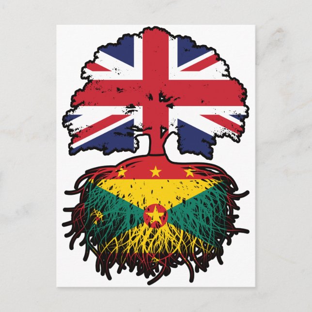 Grenada Grenadian British Träd Roots Flagga Vykort (Framsida)