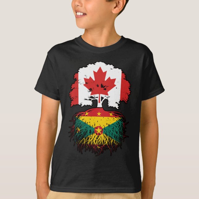 Grenada Grenadian Canadian Canada Träd Roots Flagg T Shirt (Framsida)