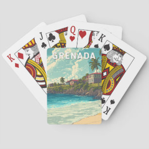 Grenada Illustration Travel Art Vintage Casinokort