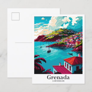 Grenada Karibien Vintage Resa Porträtt Vykort