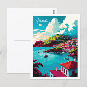 Grenada Karibien vintage resillustration  Vykort