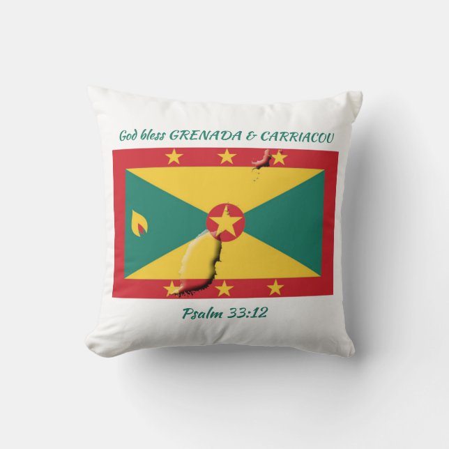 GRENADA KARTA Patriotic Scripture Anpassningsbar W Kudde (Framsida)