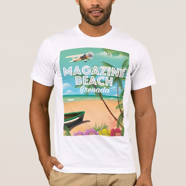 Grenada Magazine Beach Travel Poster Tee (Framsida)
