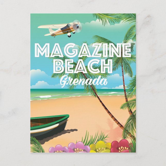 Grenada Magazine Beach Travel Poster Vykort (Framsida)