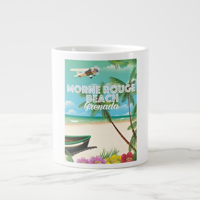 Grenada Morne Rouge Beach Travel Poster Jumbo Mugg (Framsidan)