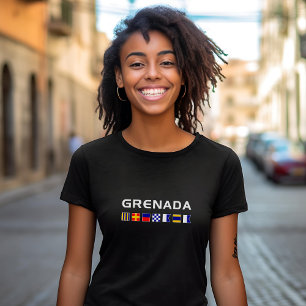 Grenada Nautical Sailing Flaggor Mörk Färg T Shirt