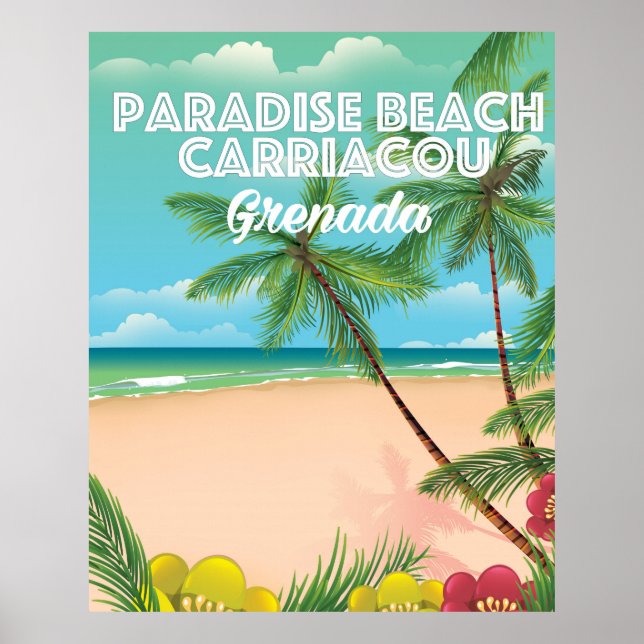 Grenada paradisstranden carriacou Travel Poster (Framsidan)