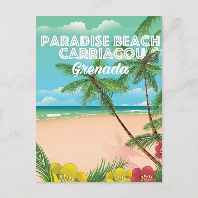 Grenada paradisstranden carriacou Travel Poster Vykort (Framsida)