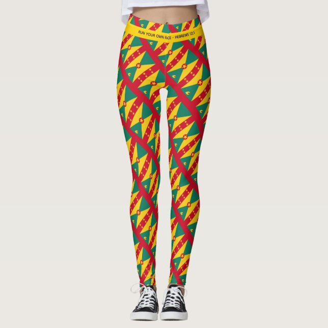 GRENADA Patriotic Scripture SPRINGA Anpassningsbar Leggings (Framsida)