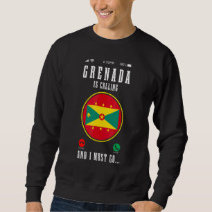 Grenada ropar och jag måste åka  Grenadisk flagga  Lång Ärmad Tröja