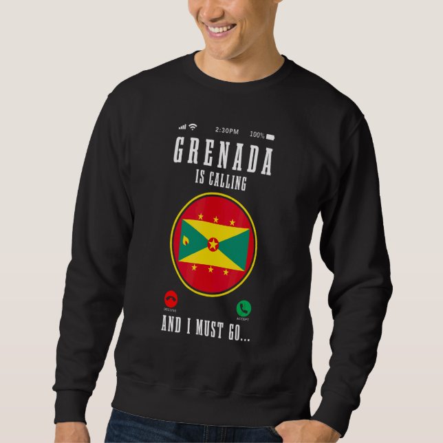 Grenada ropar och jag måste åka  Grenadisk flagga  Lång Ärmad Tröja (Framsida)